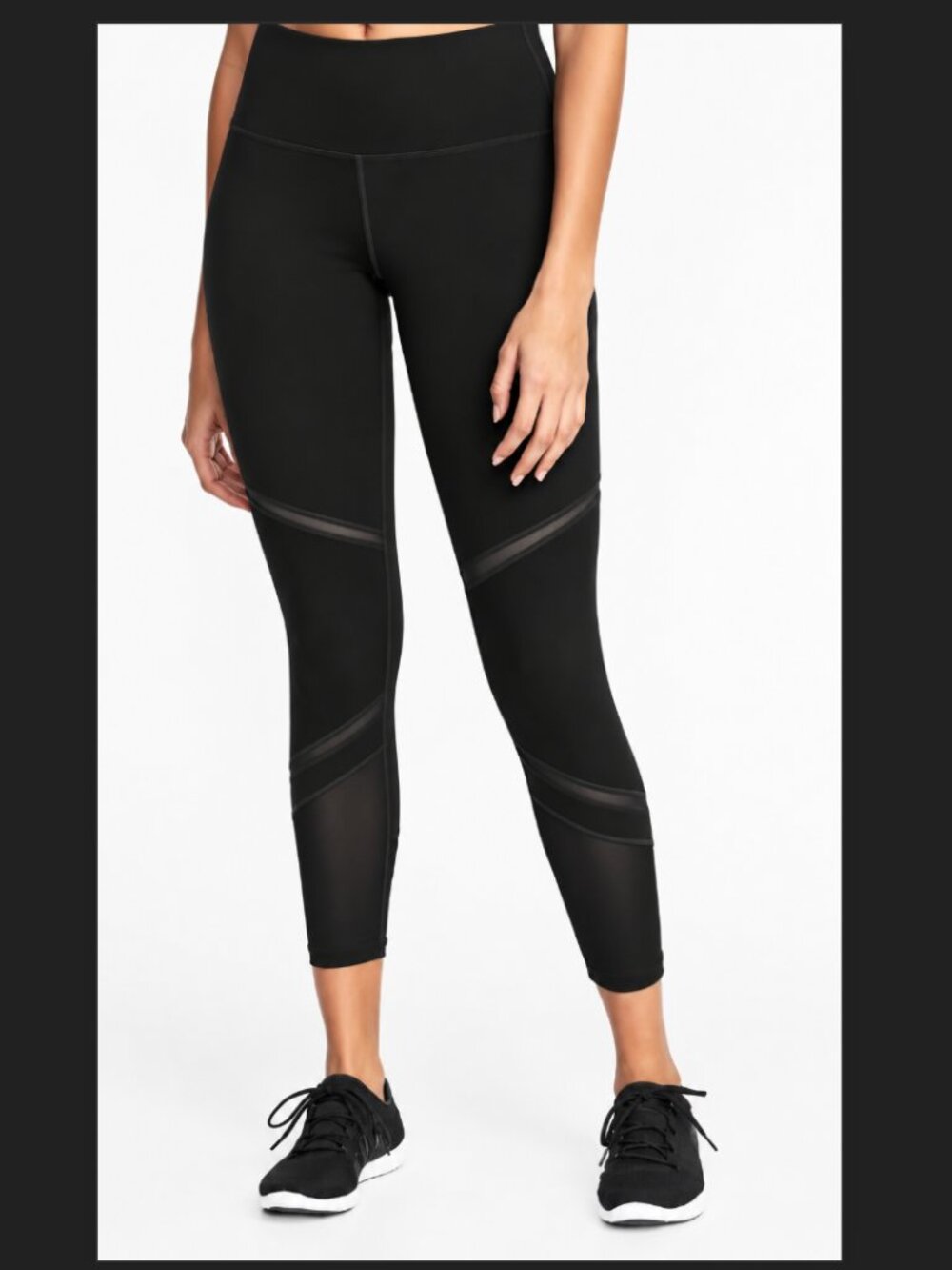 NWT Old Navy Go Dry High Rise 7/8 Ankle Black Leggings Mesh Small